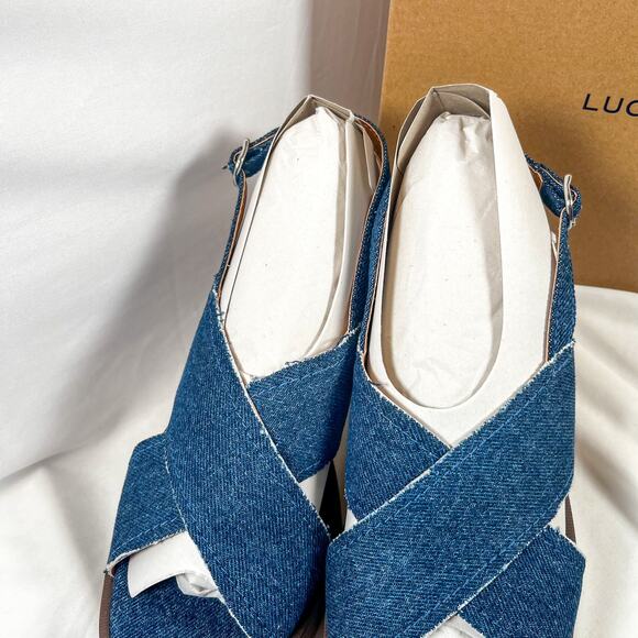 LUCKY BRAND Delmie Denim Platform Slingback Sandals Size 9.5 - Picture 8 of 10